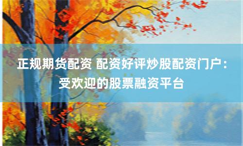 正规期货配资 配资好评炒股配资门户：受欢迎的股票融资平台